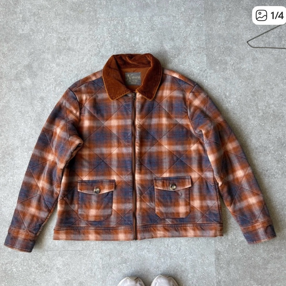 Brown and Blue Corduroy Coat